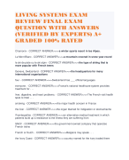 LIVING SYSTEMS EXAM REVIEW FINAL EXAM QUESTION WITH ANSWERS (VERIFIED BY EXPERTS) A+ GRADED 100% RATED