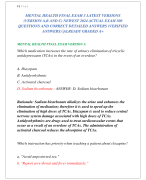 MENTAL HEALTH FINAL EXAM 3 LATEST VERSIONS  (VERSION A,B AND C) NEWEST 2024 ACTUAL EXAM 300  QUESTIONS AND CORRECT DETAILED ANSWERS (VERIFIED  ANSWERS) |ALREADY GRADED A+