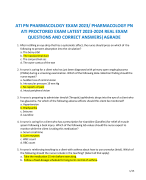 ATI PN PHARMACOLOGY EXAM 2023/ PHARMACOLOGY PN  ATI PROCTORED EXAM LATEST 2023-2024 REAL EXAM  QUESTIONS AND CORRECT ANSWERS|AGRADE