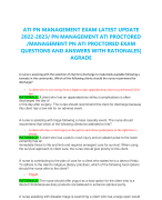 ATI PN MANAGEMENT EXAM LATEST UPDATE 2022-2023/ PN MANAGEMENT ATI PROCTORED /MANAGEMENT PN ATI PROCTORED EXAM QUESTIONS AND ANSWERS WITH RATIONALES| AGRADE