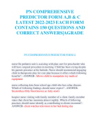 PN COMPREHENSIVE PREDICTOR FORM A,B & C LATEST 2022-2023 EACH FORM CONTAINS 150 QUESTIONS AND CORRECT ANSWERS|AGRADE