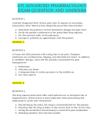 ATI ADVANCED PHARMACOLOGY EXAM QUESTION AND ANSWERS