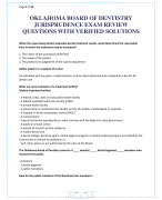 OKLAHOMA BOARD OF DENTISTRY JURISPRUDENCE EXAM REVIEW QUESTIONS WITH VERIFIED SOLUTIONS