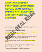 ATI PHARMACOLOGY  PROCTORED ASSESSMENT  ACTUAL EXAM 2024/2025  UPDATE WITH QUESTIONS  AND 100% VERIFIED  ANSWERS