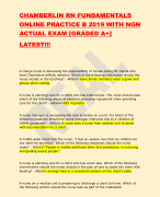CHAMBERLIN RN FUNDAMENTALS  ONLINE PRACTICE B 2019 WITH NGN  ACTUAL EXAM [GRADED A+] LATEST!!!