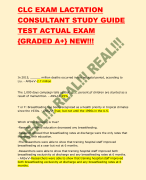 CLC EXAM LACTATION  CONSULTANT STUDY GUIDE  TEST ACTUAL EXAM   NEW!!!