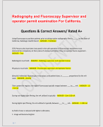 Radiography and Fluoroscopy Supervisor and operator permit examination For California. Questions & Correct Answers/ Rated A+
