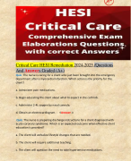Critical Care HESI Remediation 2024-2025 /Questions And Answers Graded (A+)