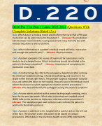 D220 Pre-Test Part 1 Latest 2023-2024 /Questions With Complete Solutions Rated (A+)
