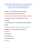 WEST COAST EMT BLOCK 2 EXAM WITH  160 COMPLETE QUESTIONS AND  CORRECT ANSWERS RATED A+