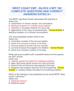 WEST COAST EMT BLOCK 4 EXAM STUDY  GUIDE WITH COMPLETE QUESTIONS AND  CORRECT ANSWERS GRADED A+