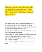 BACA Comprehensive Exam Study Guide | 100 Questions with 100% Correct Answers | Verified | Latest Update 2024 