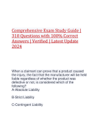 Comprehensive Exam Study Guide | 310 Questions with 100% Correct Answers | Verified | Latest Update 2024 