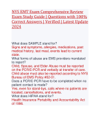 NYS EMT Exam Comprehensive Review Exam Study Guide | Questions with 100% Correct Answers | Verified | Latest Update 2024     
