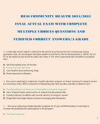 HESI COMMUNITY HEALTH 2024/2025  FINAL ACTUAL EXAM WITH COMPLETE  MULTIPLE CHOICES QUESTIONS AND  VERIFIED CORRECT ANSWERS/A GRADE