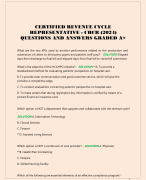 CERTIFIED REVENUE CYCLE REPRESENTATIVE - CRCR (2024)  QUESTIONS AND ANSWERS GRADED A+
