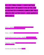 BIO 253 FINAL EXAM 1 EXAM (ACTUAL EXAM) WITH 95 QUESTIONS WITH VERY ELABORATED ANSWERS CORRECTRY WELL ORGANIZED LATEST 2024 – 2025 ALREADY GRADED A+