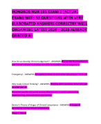 HONDROS NUR 155 EXAM 1 (ACTUAL EXAM) WITH 53 QUESTIONS WITH VERY ELABORATED ANSWERS CORRECTRY WELL ORGANIZED LATEST 2024 – 2025 ALREADY GRADED A+   