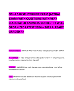 OSHA 510 STUDYGUIDE EXAM (ACTUAL EXAM) WITH QUESTIONS WITH VERY ELABORATED ANSWERS CORRECTRY WELL ORGANIZED LATEST 2024 – 2025 ALREADY GRADED A+ 
