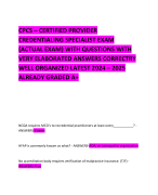 CPCS – CERTIFIED PROVIDER CREDENTIALING SPECIALIST EXAM (ACTUAL EXAM) WITH QUESTIONS WITH VERY ELABORATED ANSWERS CORRECTRY WELL ORGANIZED LATEST 2024 – 2025 ALREADY GRADED A+       