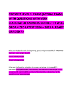   CROSSFIT LEVEL 1  EXAM (ACTUAL EXAM) WITH QUESTIONS WITH VERY ELABORATED ANSWERS CORRECTRY WELL ORGANIZED LATEST 2024 – 2025 ALREADY GRADED A+