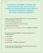 MATERNAL NEWBORN ATI PROCTOR  EXAM NEWEST 2024 ACTUAL EXAM  COMPLETE 100 QUESTIONS AND CORRECT  DEATILED ANSWERS (VERIFIED  ANSWERS) |ALREADY GRADED A+