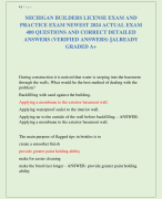MICHIGAN BUILDERS LICENSE EXAM AND  PRACTICE EXAM NEWEST 2024 ACTUAL EXAM  400 QUESTIONS AND CORRECT DETAILED  ANSWERS (VERIFIED ANSWERS) ||ALREADY  GRADED A+