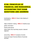 D196- PRINCIPLES OF  FINANCIAL AND MANAGERIAL  ACCOUNTING TEST EXAM  QUESTIONS AND ANSWERS