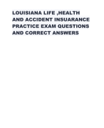 LOUISIANA LIFE ,HEALTH  AND ACCIDENT INSUARANCE  PRACTICE EXAM QUESTIONS  AND CORRECT ANSWERS