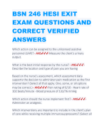 BSN 246 HESI EXIT  EXAM QUESTIONS AND  CORRECT VERIFIED  ANSWERS
