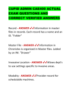 CUPID ADMIN CAE400 ACTUAL  EXAM QUESTIONS AND  CORRECT VERIFIED ANSWERS
