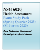 NSG 6020 |  Health Assessment Exam| Spring Quarter 2023 (Midterms)
