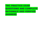 TMC PRACTICE EXAM  QUESTIONS AND COMPLETE  RATIONALE AND VERIFIED  ANSWERS