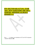 EPA SECTION 609 ACTUAL EXAM  100% WITH QUESTIONS AND WELL  VERIFIED ANSWERS [ALREADY  GRADED A+]