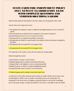STATE FARM FIRE INDEPENDENT POLICY 2024 NEWEST ELABORATION EXAM  WITH COMPLETE QUESTIONS AND  VERIFIED SOLUTIONS/A GRADE