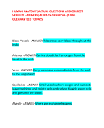 HUMAN ANATOMY|ACTUAL QUESTIONS AND CORRECT  VERIFIED ANSWERS|ALREADY GRADED A+|100%  GUEARANTEED TO PASS