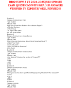 BIO295 HW 3 V2 2024-2025 JULY UPDATE  EXAM QUESTIONS WITH GRADED ANSWERS VERIFIED BY EXPERTS| WELL REVISED!!! 