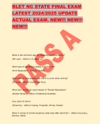 BLET NC STATE FINAL EXAM  LATEST 2024/2025 UPDATE  ACTUAL EXAM. NEW!!! NEW!!!  NEW!!!