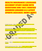 HEALTH INSURANCE/ LOUISIANA  ACCIDENT STUDY GUIDE WITH  QUESTIONS AND 100% VERIFIED  ANSWERS  LATEST  UPDATE 2024/2025. NEW!!! NEW!!!