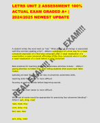 LETRS UNIT 2 ASSESSMENT 100%  ACTUAL EXAM GRADED A+ | 2024/2025 NEWEST UPDATE