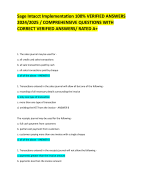 Sage Intacct Implementation 100% VERIFIED ANSWERS  2024/2025 / COMPREHENSIVE QUESTIONS WITH  CORRECT VERIFIED ANSWERS/ RATED A+
