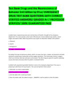 Test Bank Drugs and the Neuroscience of  Behavior 3rd Edition by Prus/ EMERGENCY  DRUG TEST BANK QUESTIONS WITH CORRECT  VERIFIED ANSWERS/ GRADED A+ / PROFESSOR  VERIFIED/ 100% GUARANTEED PASS