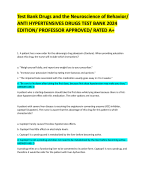 Test Bank Drugs and the Neuroscience of Behavior/  ANTI HYPERTENSIVES DRUGS TEST BANK 2024  EDITION/ PROFESSOR APPROVED/ RATED A+