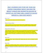 ANA`S IHUMAN CASE STUDY 60+ YEAR-OLD FEMALE CONCERNED ABOUT HER RISK FOR BREAST CANCER AND DISPARITIES (SOLVED BY EXPERT) ALL SECTIONS 100% CORRECTLY SOLVED  GRADED A+ 2024-2025 (NEW!!)