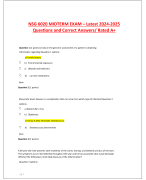 NSG 6020 MIDTERM EXAM – Latest 2024-2025  Questions and Correct Answers/ Rated A+