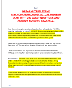 Advanced Synopsis of Psychiatry Test Bank All Exams 2023-2024. Questions & Correct Detailed Answers  Graded A+