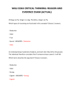 WGU D265 CRITICAL THINKING: REASON AND EVIDENCE EXAM (ACTUAL)2024 QUESTIONS AND ANSWERS