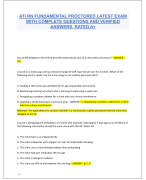 ATI RN FUNDAMENTAL PROCTORED LATEST EXAM  WITH COMPLETE QUESTIONS AND VERIFIED  ANSWERS. RATED A+