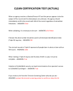 CLEAN CERTIFICATION TEST (ACTUAL) 2024 QUESTIONS AND ANSWERS