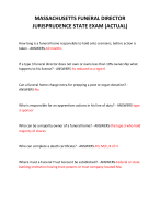 MASSACHUSETTS FUNERAL DIRECTOR JURISPRUDENCE STATE EXAM (ACTUAL) 2024 QUESTIONS AND ANSWERS